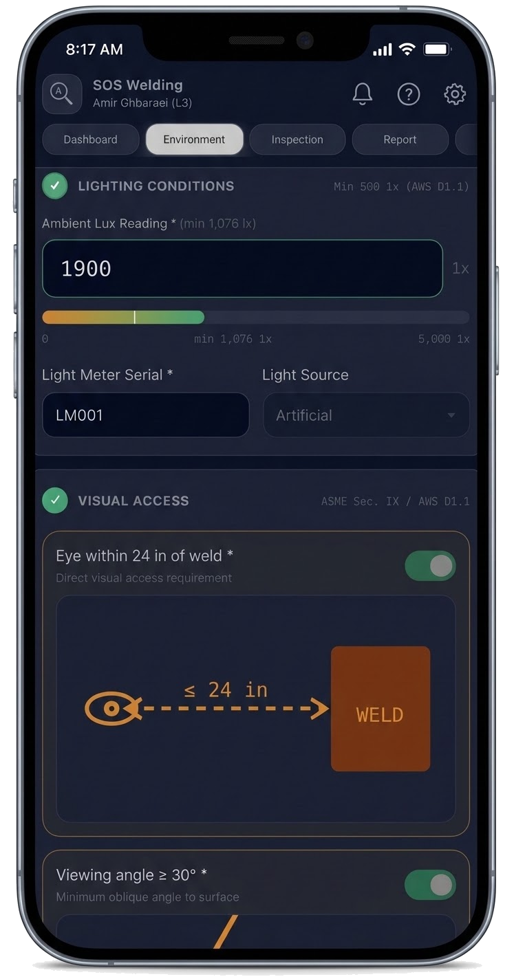 Coinspector environmental compliance screen